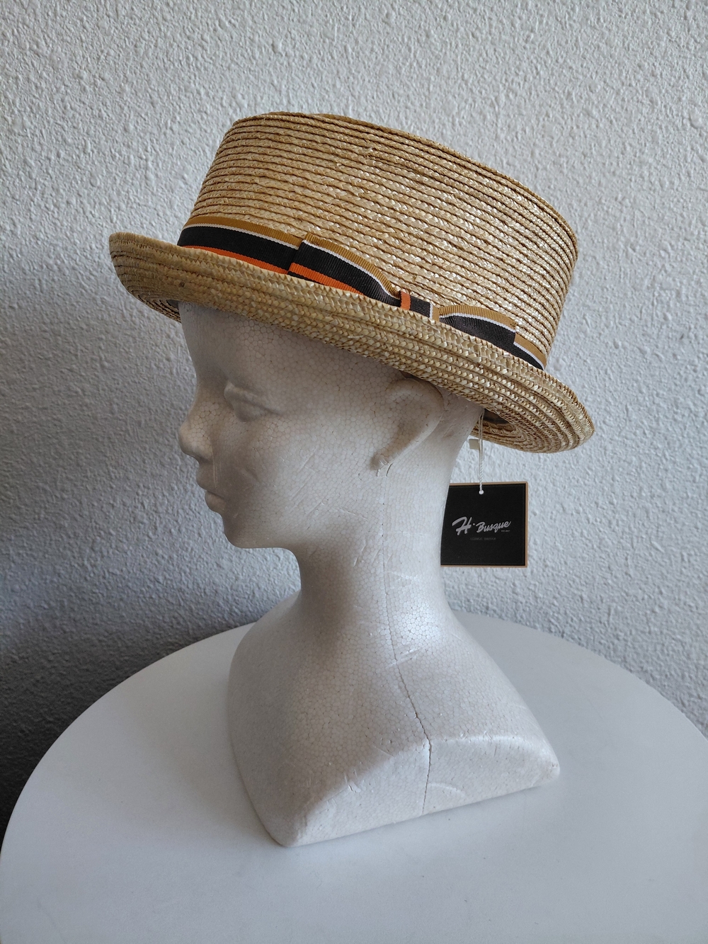 New with tag .H.Busque Thick Real Straw Boater Hat One Size Ajustable